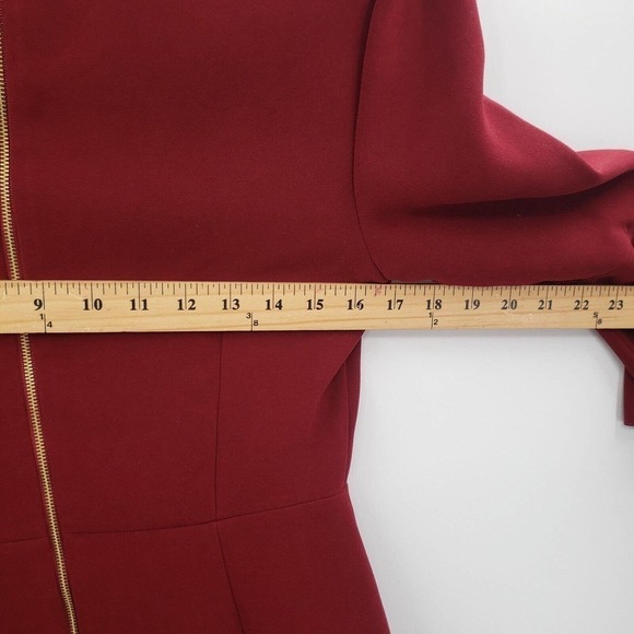 Rachel Zoe Califa Dress Womens Size 6 Burgundy Red Flared Sleeve Knit High Neck - Picture 8 of 15